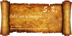 Süss Klaudia névjegykártya